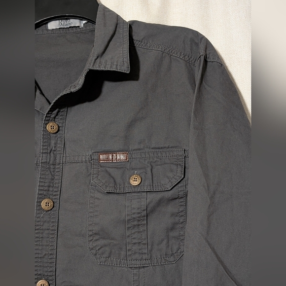 Polo Mano Men's Outdoors Utility Long Sleeve Grey Button Down Shirt Size Medium - Picture 7 of 12
